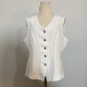NWOT Gretty Zueger White Cotton Button Vest size XL
